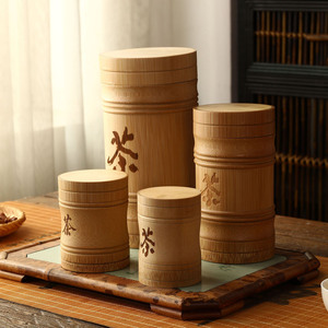 Tea container, airtight bamboo tea canister, portable tea <b>box</b>, DIY personalized bamboo tea canister storage jar - Product Image 1