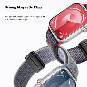 Bracelet en nylon à boucle magnétique pour <span class=keywords><strong>Apple</strong></span> <span class=keywords><strong>Watch</strong></span> 49 mm 46 mm 42 mm, bracelet réglable pour homme et femme pour iWatch Series - Product Image 2