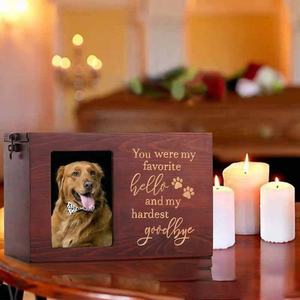 Wooden Pet Urn Rectangle <b>Ash</b> Storage Box Secure Dog Memorial Home <b>Keepsake</b> - Product Image 2