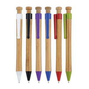 Recycled Bamboo Wood Ballpoint Pen Environmentally Friendly Promotional <b>Gifts</b> Customized Logo Retractable Blue/Black Ink - Product Image 1