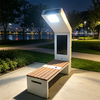 Bangku Tenaga Surya Anti Karat dengan Wifi & Lampu LED Ambient, Kursi Luar Ruangan yang Dapat Menghasilkan Tenaga Sendiri, Modul Fungsional Tambahan Dapat Disesuaikan.