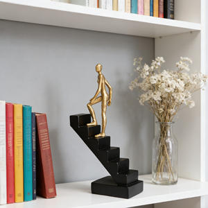 Sculpture d'escalier en résine Sumai, figurine dorée noire, décoration artistique pour la maison, cadeau, ornement - Product Image 2