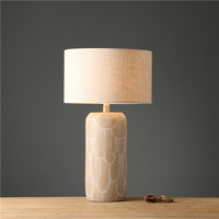 Lampe de table vintage en résine texturée, base de vase cylindrique, lampe de bureau décorative à motif plume pour la maison et l'hôtel