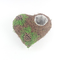 Pot de fleurs suspendu naturel en forme de cœur, pour plantes d'intérieur, orchidées, succulentes, et jardinières en rotin