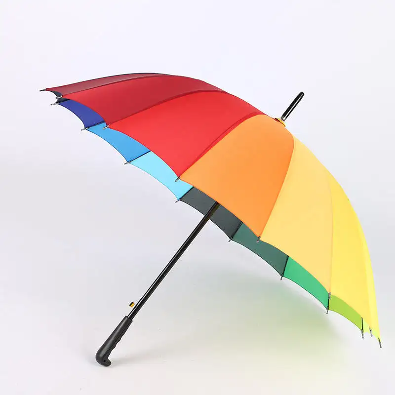 Regenboog Buitenparaplu 16 Botkleurige Parasol Fabrikanten Op Maat Reclamegeschenken Kunnen Logo Afdrukken