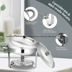 Набор для подогрева пищи из нержавеющей стали с золотым покрытием, круглый, с термоизоляцией, для фуршета, для трансграничной торговли - Product Image 4