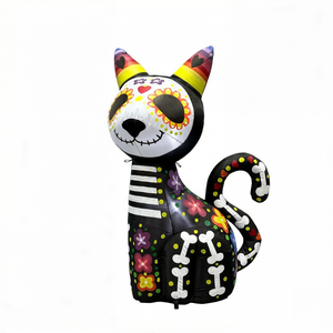 Gato Calavera de Azúcar Inflable de 4 Pies con Luces LED para Decoración Exterior del Día de Muertos - Product Image 2
