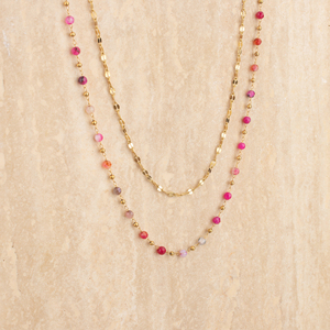 MH59 <span class=keywords><strong>1</strong></span> unid/lote joyería de moda collar hecho a mano 18K chapado en oro de acero inoxidable piedras naturales collar de doble capa - Product Image 3