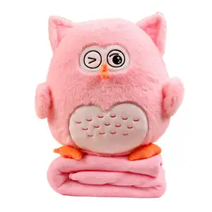 Boneka kustom lembut Anime maskot burung hantu mainan boneka binatang Bantal Bantal dengan selimut