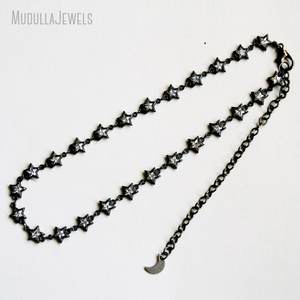 NM43591 Gunmetal Jewelry Cubic Zirconia Pentagram Star Y2k Moon Choker Necklace <strong>Witch</strong> Goth Layering Boho <strong>Jewellery</strong> - Product Image 2