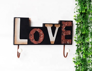 Decoración rústica para el hogar, organizador <span class=keywords><strong>de</strong></span> forma personalizada montado en la pared, abrigo <span class=keywords><strong>de</strong></span> <span class=keywords><strong>madera</strong></span>, soporte para llaves, ganchos, estante colgante con 4 llaves para entrada - Product Image 5
