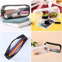 Articles de toilette de qualité étude travail papeterie examens bagages articles de toilette mat Pvc fermeture éclair noir blanc clair sac à crayons