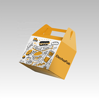 Caja de pollo frito personalizada con asa, fiambreras para llevar impresas reciclables, embalaje con logotipo para restaurante de comida rápida