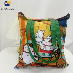 Cao cấp tùy chỉnh thân thiện với môi lớn tái sử dụng Polyester <span class=keywords><strong>Canvas</strong></span> <span class=keywords><strong>Tote</strong></span> túi công suất lớn Túi hàng tạp hóa cho phụ nữ - Product Image 5