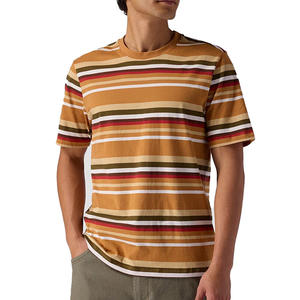 เสื้อคอกลมเข้ารูปแบบคลาสสิกมีแถบแนวนอนวัสดุผ้าฝ้ายน้ำหนักเบาเหมาะสำหรับกิจกรรมกลางแจ้งหรือการเดินทาง - Product Image 1