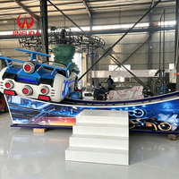 Manège Électrique Voiture Volante Lune, Simulateur de Conduite sur Piste Courbe, Machine à Balançoire pour Parcs et Centres Commerciaux, Idéal pour la Location Commerciale