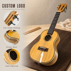 Ukulele de concert de 23 pouces, dessus en bois de zèbre, dos et côtés en bois de zèbre, cordes en nylon, logo personnalisé, finition brillante - Product Image 1