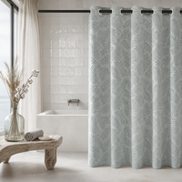 Rideau de douche Air Layer extensible dans 4 directions, motif feuille, 183x183cm, 140GSM, 10 œillets, tissu texturé, décoration de salle de bain