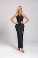 Robe de soirée longue dorée d'été, robe bandage noire sexy, fêtes, banquets