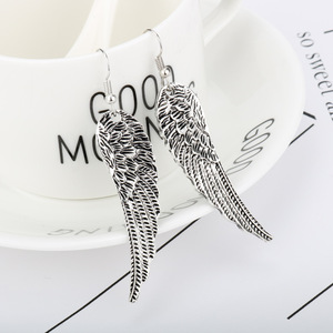 ZRM Punk Retro Vintage Angel Wings <strong>Charm</strong> Earrings Drop Feather <strong>Silver</strong> Hanging Dangle Zinc Alloy for Women Girls Gothic Jewelry - Product Image 5