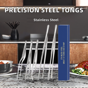 <b>Kitchen</b> Fine Tweezers <b>Tongs</b> Stainless Steel Food <b>Tongs</b> Set Professional <b>Kitchen</b> Long <b>Tongs</b> Cooking Repairing BBQ Medical - Product Image 2