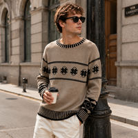 Pull-over de Noël décontracté pour homme, haut de gamme, respirant, en polyester 500g, avec bonnets inclus, vente en gros