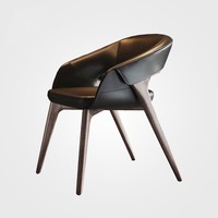 PurelyFeel Designer Minimaliste De Luxe Haut De Gamme En Bois Massif Vintage En Cuir PU Chaise De Salle À Manger Accoudoir Réception Chaise De Lecture