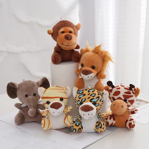 Venta al por mayor <span class=keywords><strong>mono</strong></span> Tigre jirafa León elefante llaveros de peluche juguetes lindo zoológico peluche Tigre llavero niños divertido premio - Product Image 1