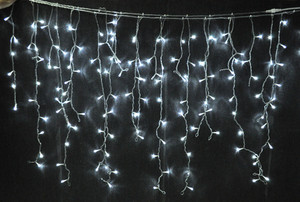 Cortina de luces led para exteriores, cable de goma blanca para decoración navideña, 220v, 2X1.5M, 300led - Product Image 5