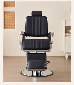 Fauteuil de Barbier Hydraulique de Luxe Rétro pour Salon de Coiffure, Inclinable, pour Coupe de Cheveux, Toilettage et Massage, en Cuir, Idéal pour Usage en Salle de Sport - Product Image 2