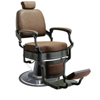 Haute Qualité Kisen Barbershop Meubles Noir Or Antique Style Coiffeur Chaise Réglable Inclinable Costom Barber Chaise