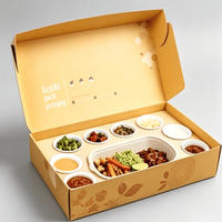 Boîte à lunch pliable pour restaurant, emballage alimentaire rapide écologique, vente en gros