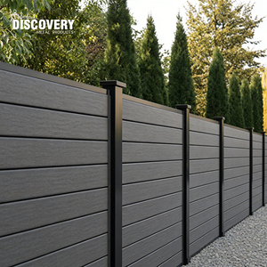 Clôture composite WPC co-extrudée sur mesure, revêtement mural <span class=keywords><strong>extérieur</strong></span> pour jardin, poteaux en aluminium, bois-plastique traité chimiquement sous pression - Product Image 5