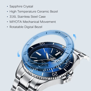 Reloj Inteligente de Negocios para Hombre North Edge, Diseño <span class=keywords><strong>Submariner</strong></span>, Cristal de Zafiro, Caja de <span class=keywords><strong>Acero</strong></span> Inoxidable, Movimiento Mecánico Automático - Product Image 5