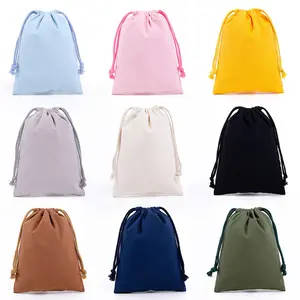 Nouveau sac à cordon en lin de mousseline écologique coloré personnalisé petit sac à cordon en coton en toile naturelle