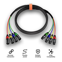 Venta al por mayor de fábrica Multi Color 4 canales XLR 3 pines macho a hembra Cable de audio Cable de serpiente Cable de micrófono divisor de PVC negro