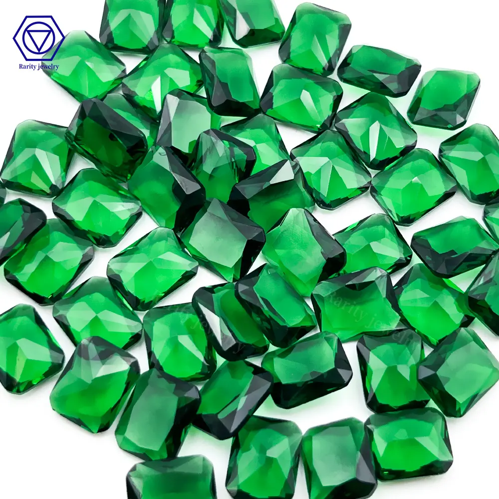 Rarity Emerald 5*7 mét Oct hình chữ nhật lớn Thủy tinh tổng hợp đá quý Chất lượng cao lỏng đá quý cho đồ trang sức đá thủy tinh