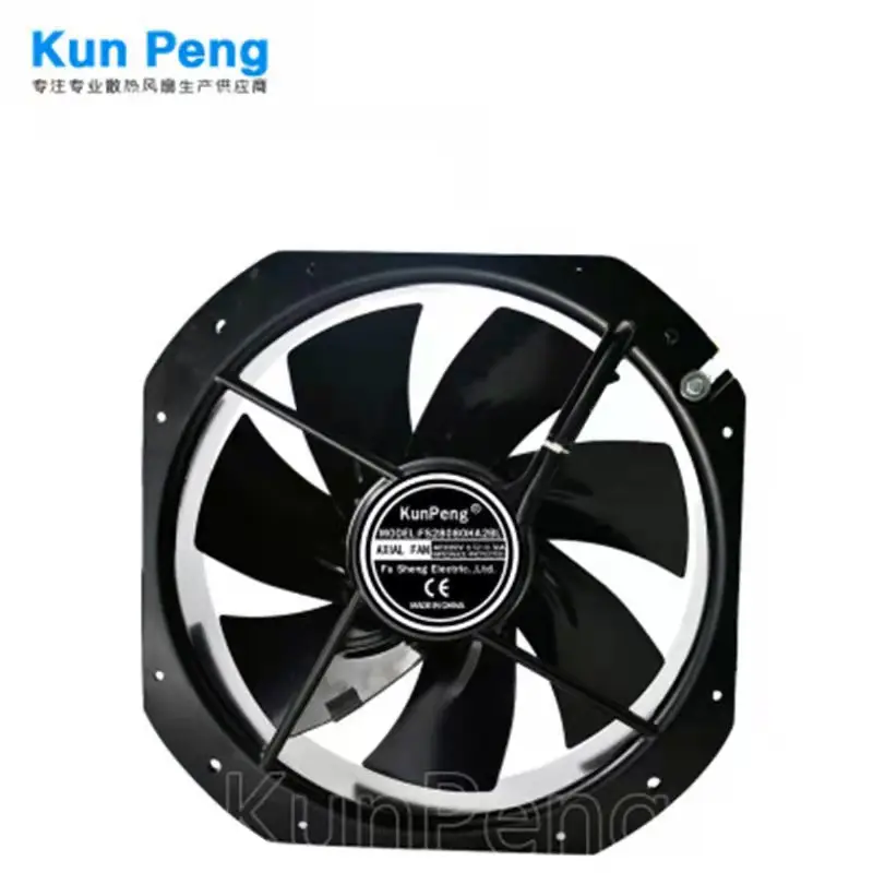 black frame Large CFM AC Axial Industrial Fan 28080 dual ball Bearing 220V 280*280*80mm Cooling Fan