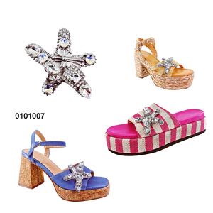 Adornos <span class=keywords><strong>de</strong></span> Lujo para Zapatos, Diseño <span class=keywords><strong>de</strong></span> Estrella Metálica con Pedrería, Chapados en Oro, Multicolores, para Mujeres, Zapatos Tipo Clog - Product Image 4