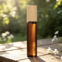 Flacon Roll-on en Verre Ambré Écologique avec Bouchon en Bambou, Vide, pour Cosmétiques et Huiles Essentielles, Marque YM, Modèle YM, Guangdong Gold