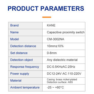 Sensores de Proximidad Inductivos Metálicos KANE Serie CM NPN PNP NO NC LJ M8 M12 M18 M30 1-30mm Tipo de 3 Cables Distancia de Detección - Product Image 2