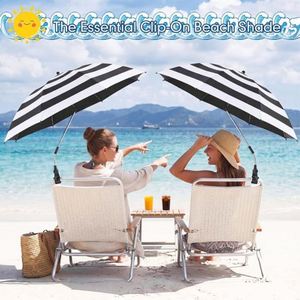 Sombrilla Universal Resistente para Silla de Playa, con 8 Varillas, Resistente al Viento, Desmontable, con Diseño de Rayas, para Uso en Patio - Product Image 4