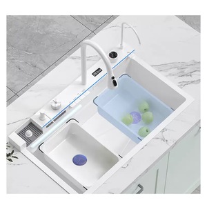 Évier de cuisine moderne de haute qualité en acier inoxydable 304, à surface nano anti-traces de doigts et résistant à l'huile, à cuve unique - Product Image 2