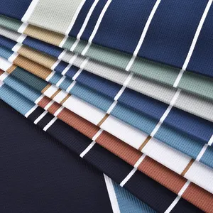 Yeni tasarım Polo GÖMLEK streç iplik boyalı şerit ile örgü kumaş 8% Spandex 92% naylon örgü kumaş