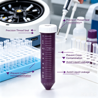 Tube de Centrifugation Stérile Jetable 50ml Marron Ambré avec Bouchon à Vis Gris en PP, Gradué, Conique, Résistant à la Lumière, Consommables de Laboratoire en PP en Gros
