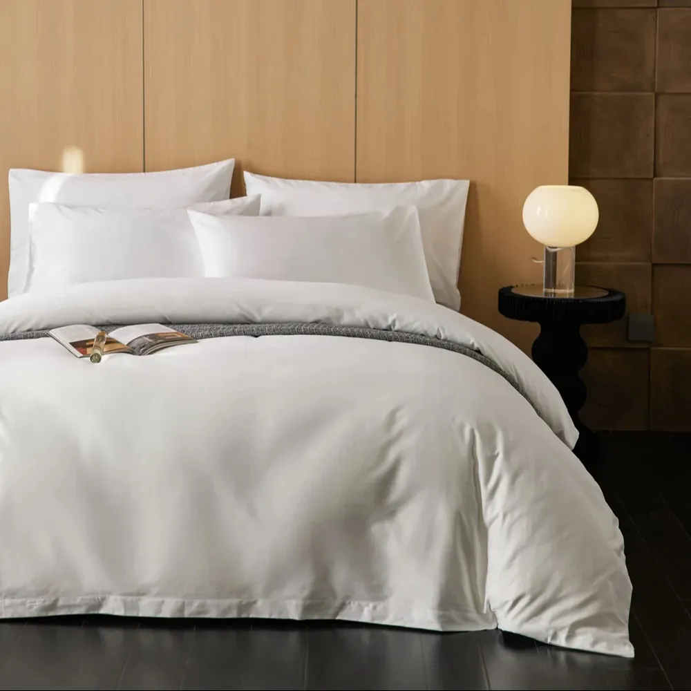 Seprai tempat tidur Hotel katun Super lembut, sprei penutup tempat tidur Hotel Combed 100 kekuatan putih