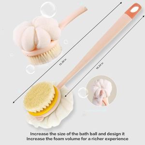 Bath <b>Brush</b> Long Handle Bath Ball Rubbing 2-in-1 Bath <b>Brush</b> <b>Back</b> Rubbing Bath Artifact Double Sided Bath <b>Brush</b> - Product Image 3