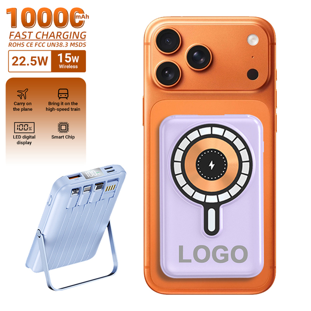 Mini 10000mAh Power Bank with Four Cables Portable ChargerCargador Portatil Batterie Externe Powerbank Wireless  for iPhone 17