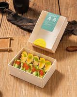 Boîte à sushi rectangulaire en bois jetable écologique portable pour sushi, gâteau, collation, chocolat, bonbons, biscuits, pain, pizza, sandwich