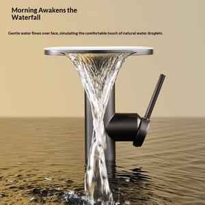 Grifo de Lujo <span class=keywords><strong>para</strong></span> Baño de Hotel, Diseño Elegante, Agua Fría y Caliente, Efecto Cascada, Gran Capacidad de Almacenamiento en la Encimera, Grifo <span class=keywords><strong>para</strong></span> Lavabo - Product Image 4